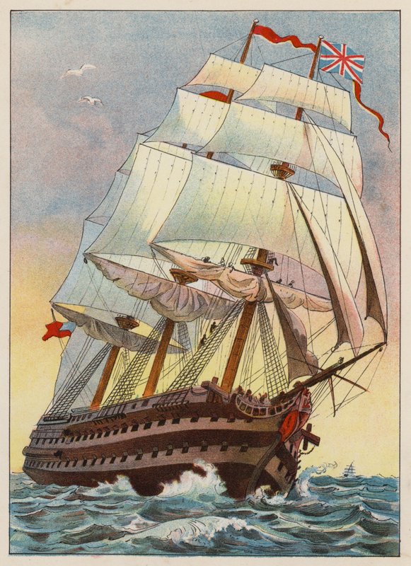 Un navire de guerre en 1837 - English School