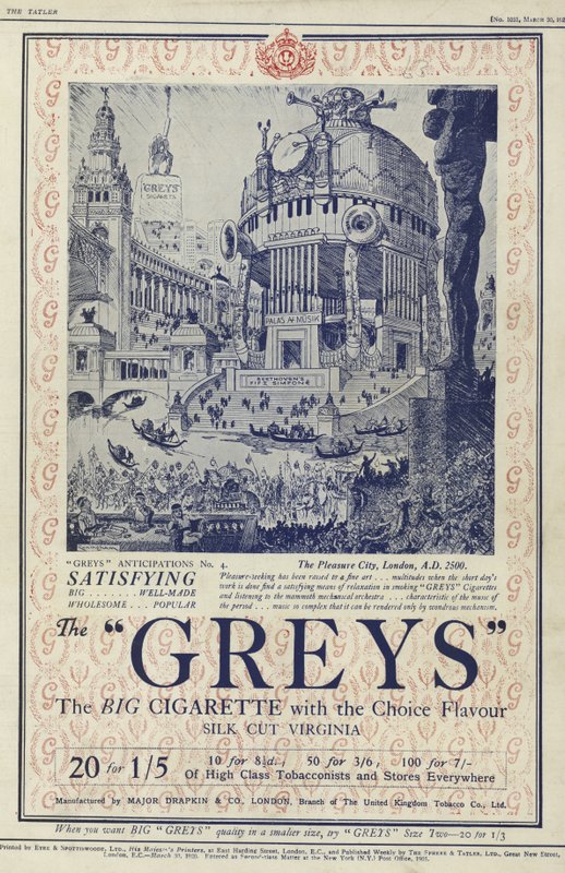 Publicité pour les cigarettes Greys - English School