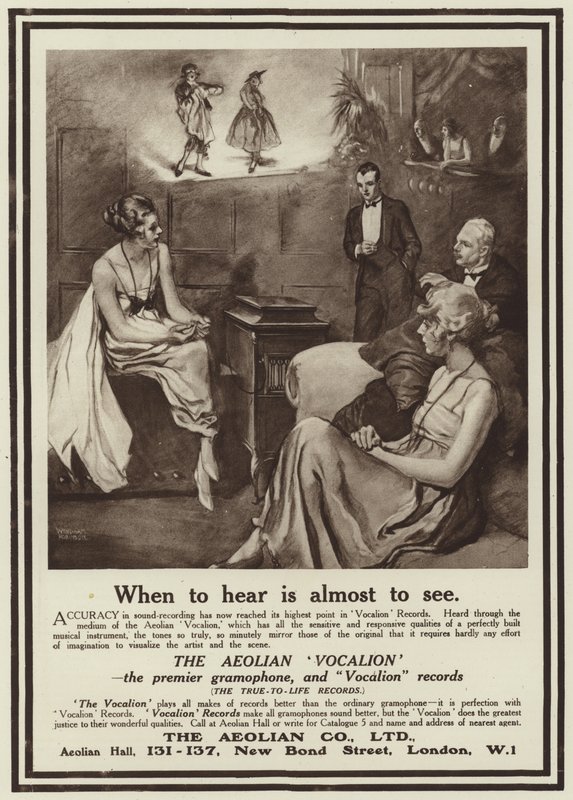 Publicité pour le gramophone Aeolian Vocalion - English School