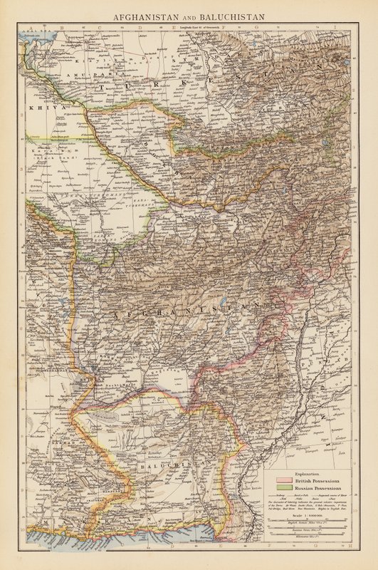 Afghanistan et Baloutchistan (lithographie en couleur) - English School
