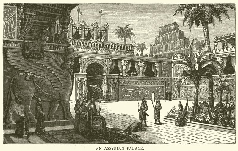 Un palais assyrien (gravure) - English School