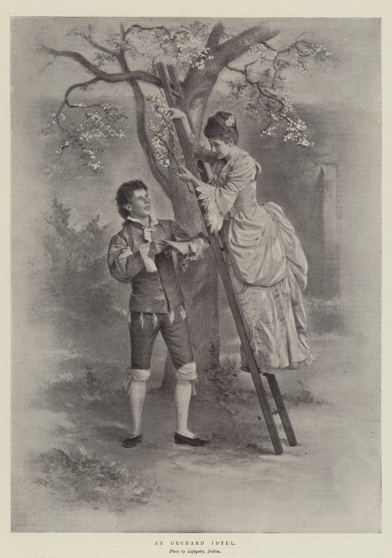 Idylle dans un verger (litho) - English School