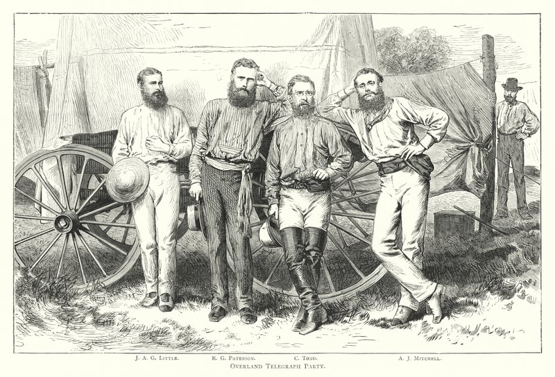 Australie : équipe du télégraphe transcontinental (gravure) - English School