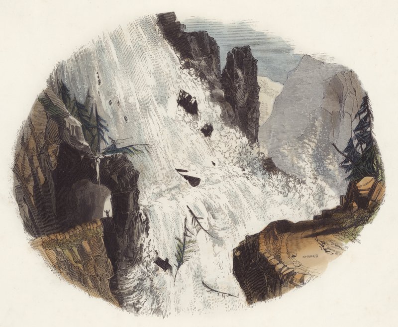 Avalanches (gravure en couleur) - English School