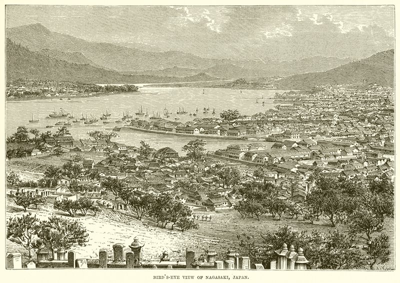 Vue aérienne de Nagasaki, Japon - English School