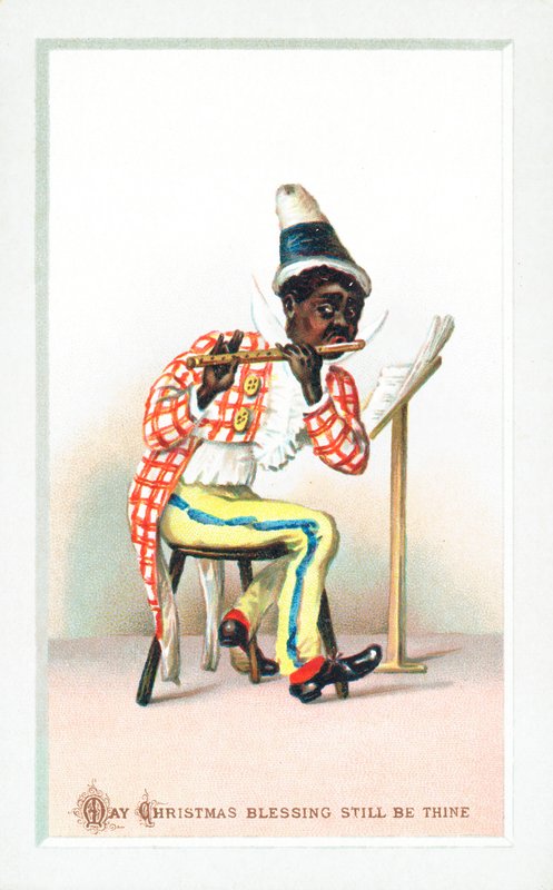 Homme noir jouant de la flûte - English School