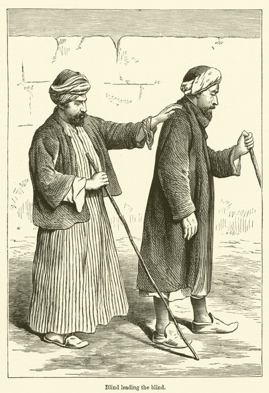 Les aveugles guidant les aveugles (gravure) - English School