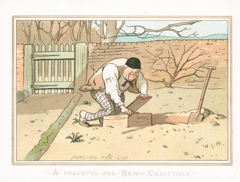 Boîte enterrée dans le jardin, Carte de Noël - English School
