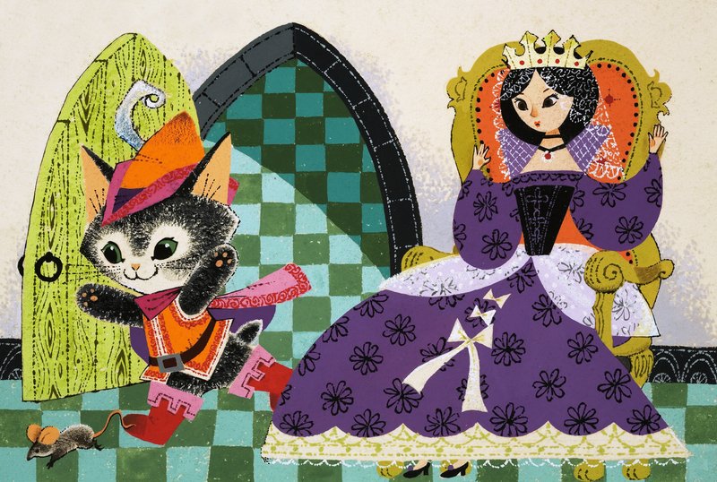 Chat chassant une souris devant la Reine - English School