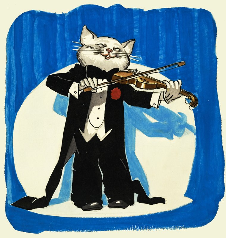 Chat en smoking jouant du violon - English School