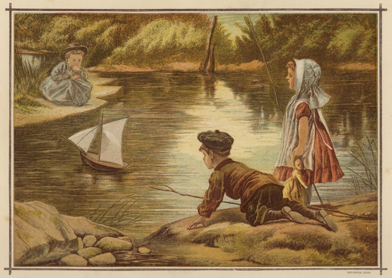 Enfants lançant un modèle de yacht - English School