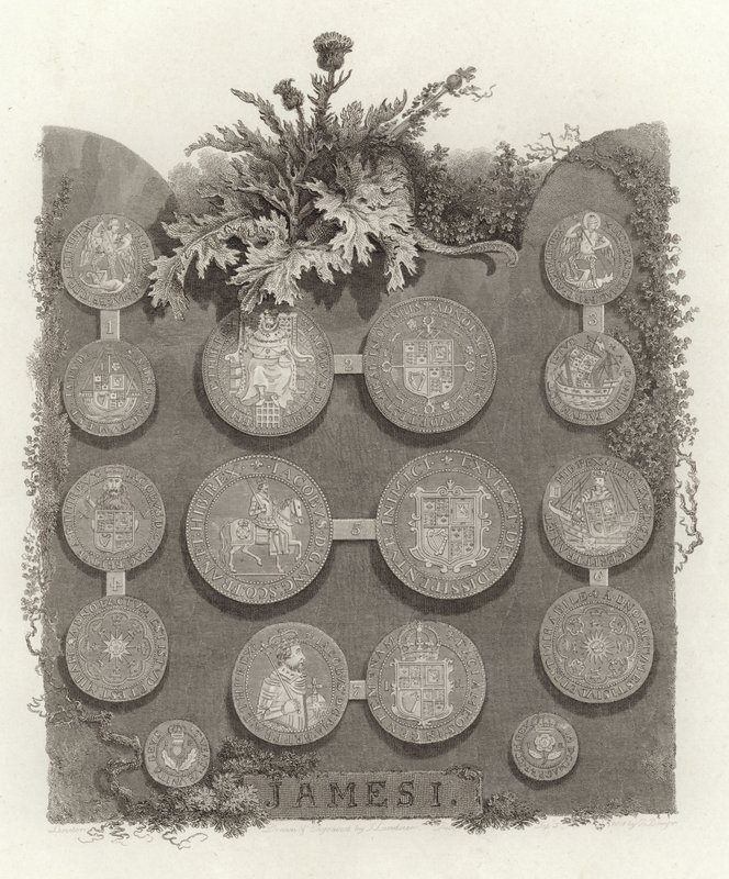 Pièces de monnaie du roi Jacques I - English School