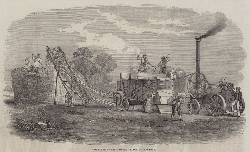 Machine combinée de battage et de stockage - English School