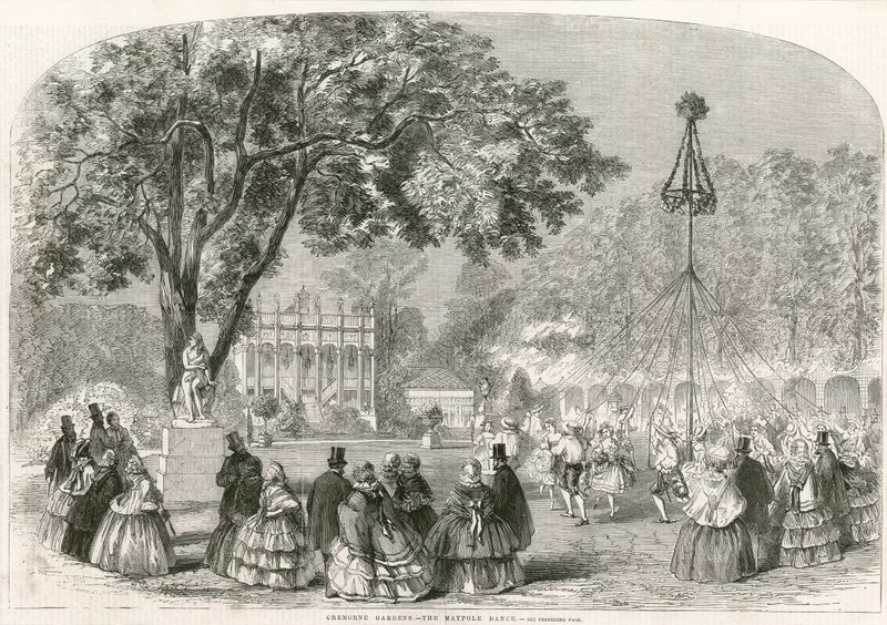 Jardins de Cremorne, Londres, la danse autour du mât de mai - English School