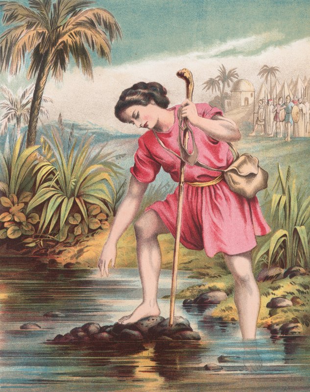 David choisissant les pierres - English School