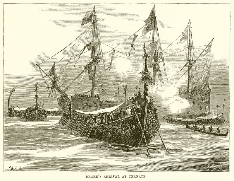 Arrivée de Drake à Ternate - English School