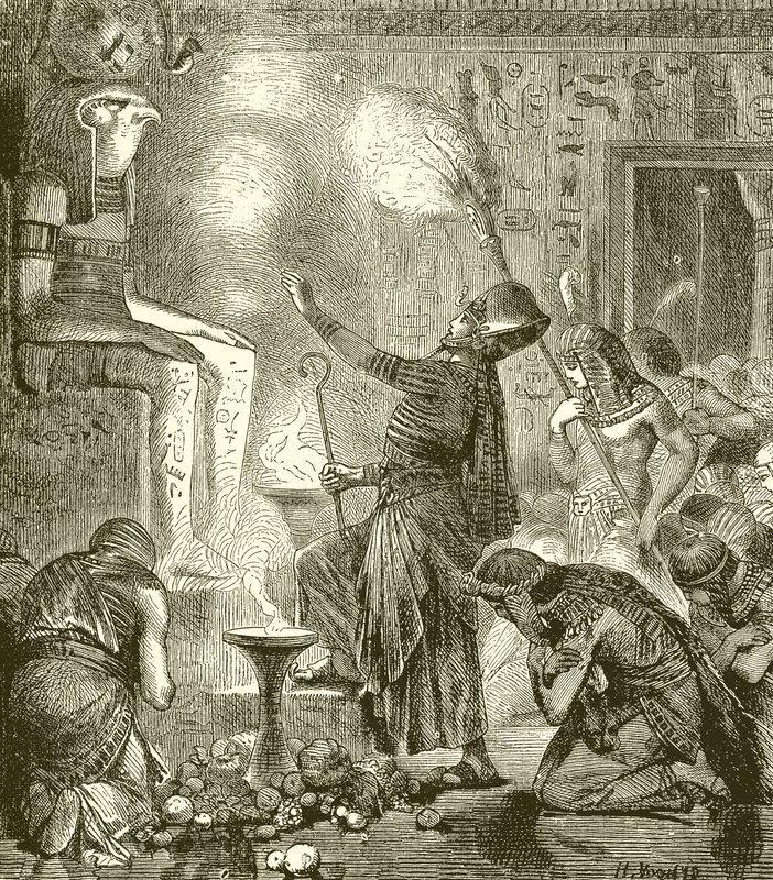 Roi égyptien adorant dans un temple - English School