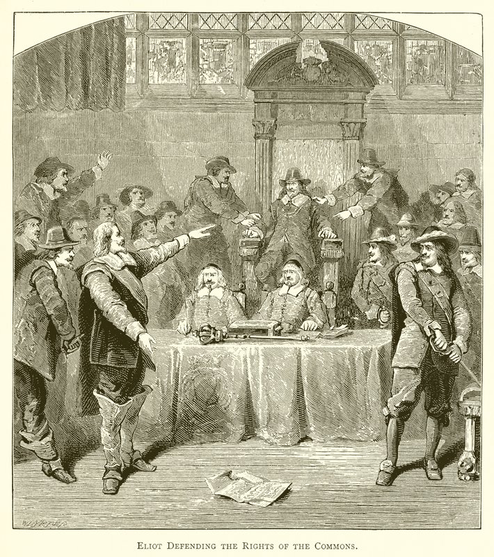 Eliot défendant les droits des Communes - English School