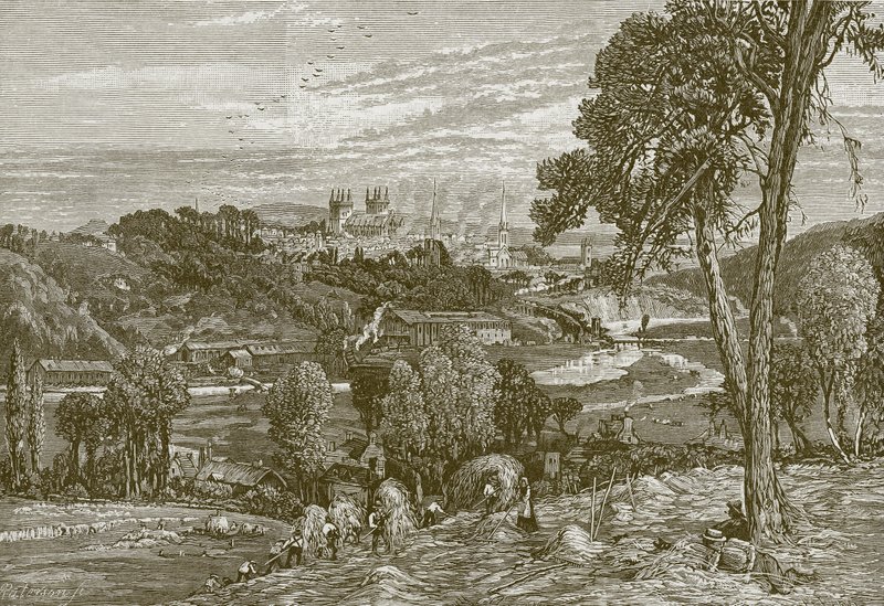 Exeter, depuis les champs d
