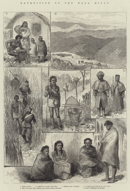 Expédition aux collines Naga (gravure) - English School
