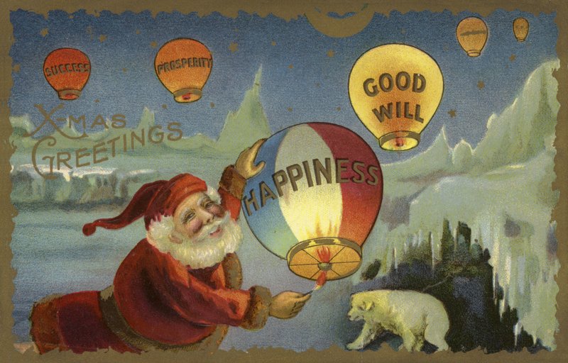 Père Noël lançant des ballons - English School