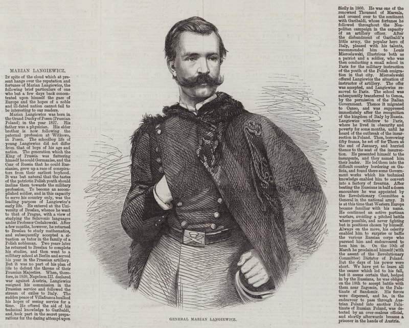 Général Marian Langiewicz (gravure) - English School