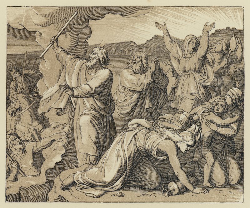 Le soin de Dieu pour son peuple (gravure) - English School