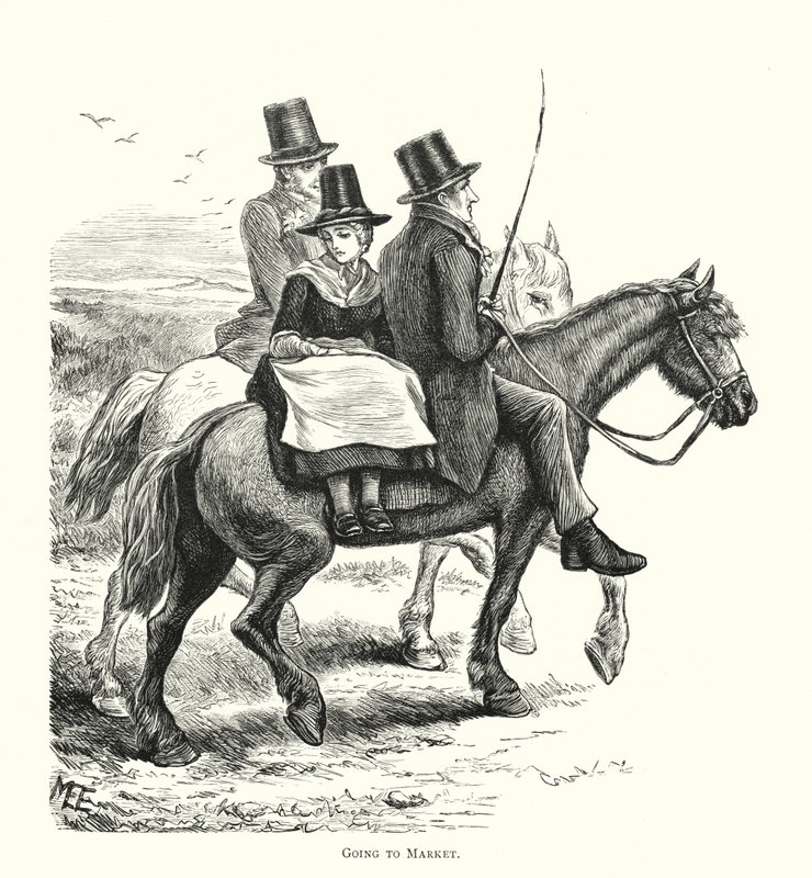 Aller au marché (gravure) - English School
