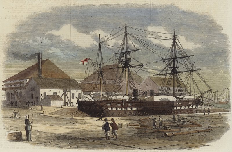 HMS Leopard en cale sèche à Shanghai - English School
