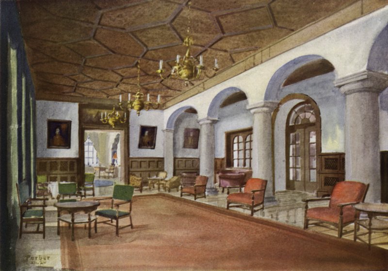 Hall dans un hôtel (lithographie en couleur) - English School
