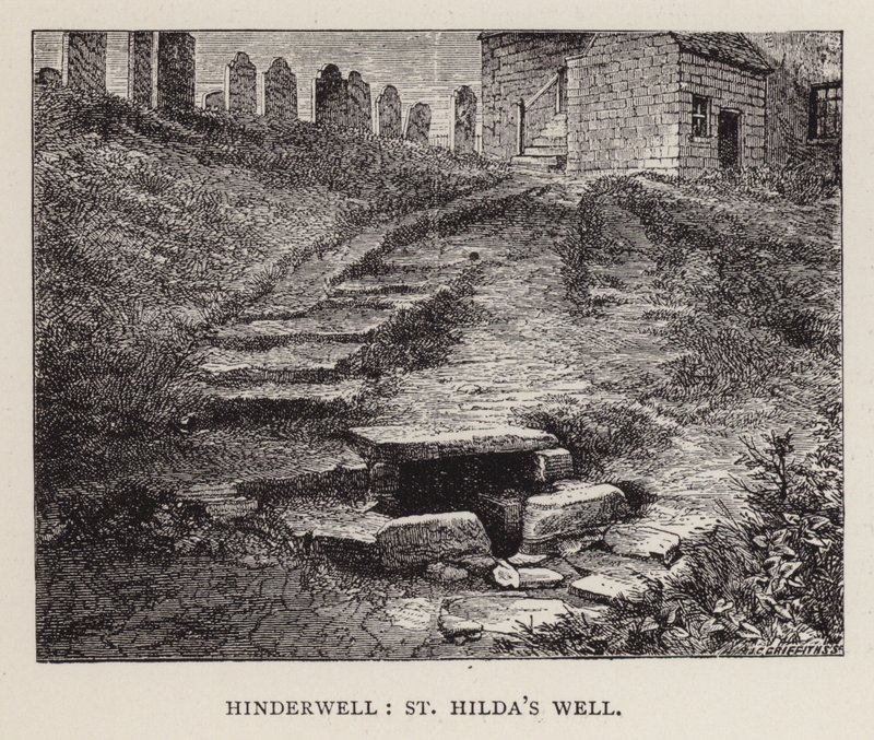 Hinderwell, le puits de Sainte Hilda (gravure) - English School