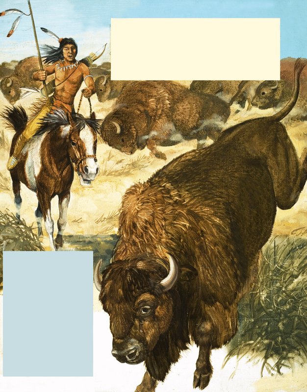 Indien chassant un bison - English School
