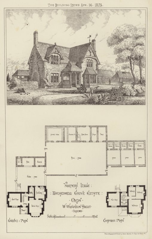Pavillon du gardien, domaine de Broadwell Grove, Oxon (gravure) - English School