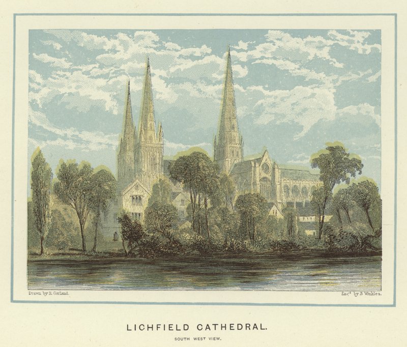 Cathédrale de Lichfield, vue sud-ouest - English School