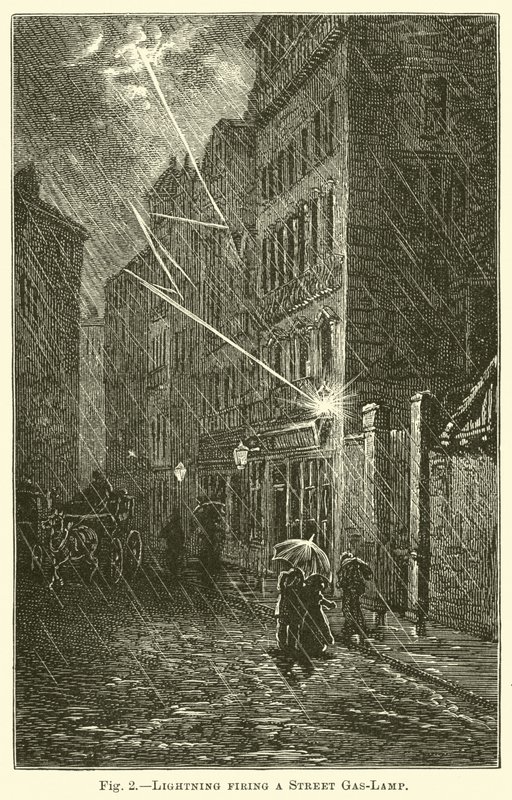 Foudre allumant un réverbère - English School