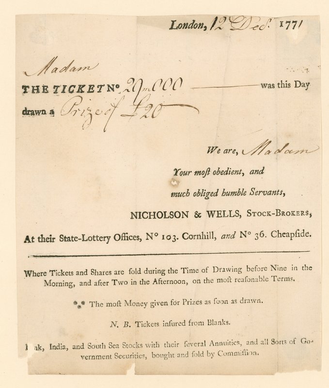 Billet de loterie - English School