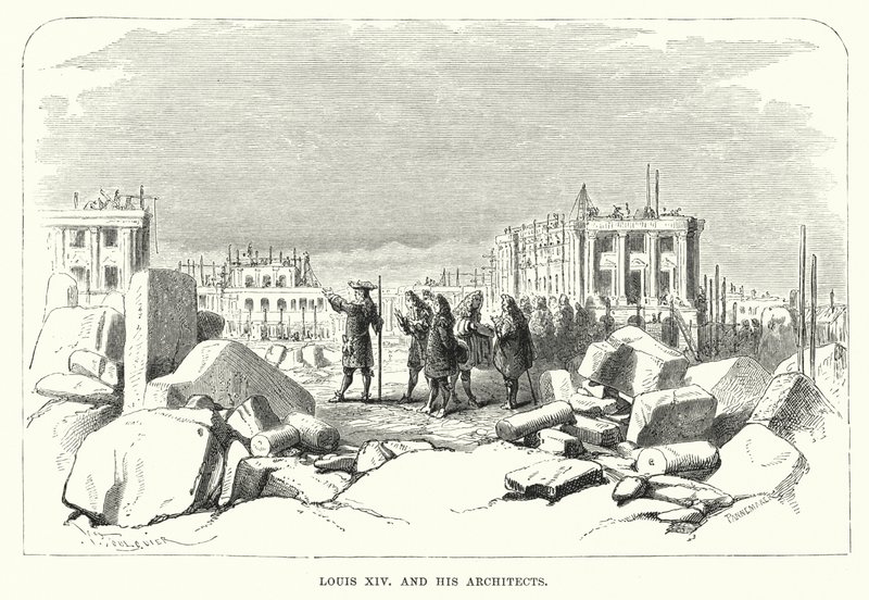 Louis XIV et ses architectes (gravure) - English School