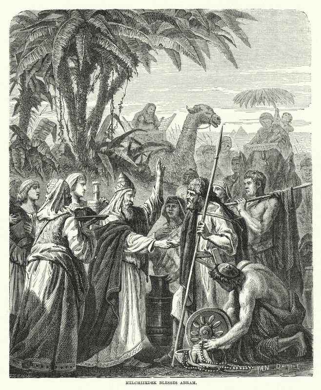 Melchisédek bénit Abram (gravure) - English School