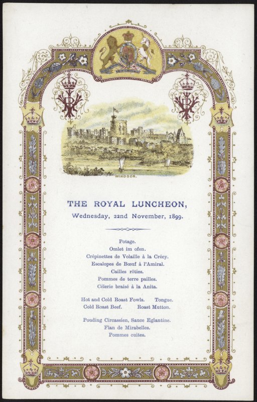 Menu pour le déjeuner royal - English School