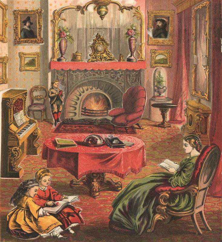 Mère et enfants dans le salon - English School