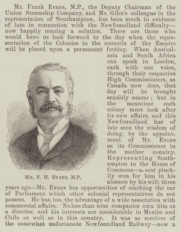 M. F H Evans, MP - English School
