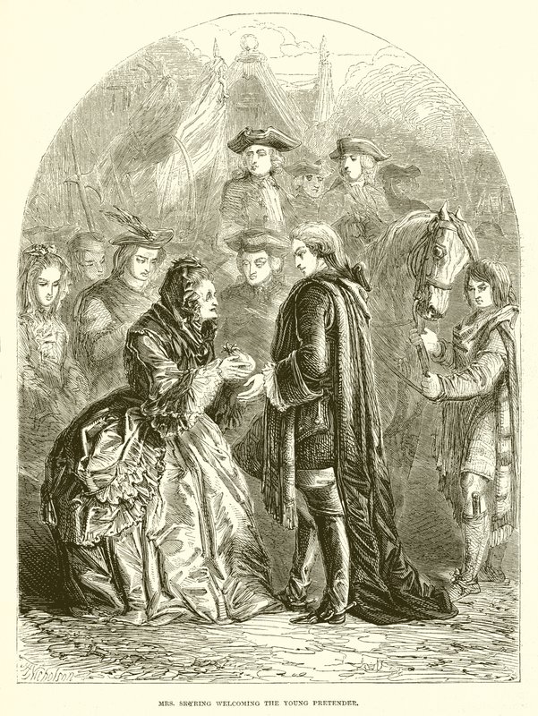 Mme Skyring accueillant le jeune Prétendant - English School