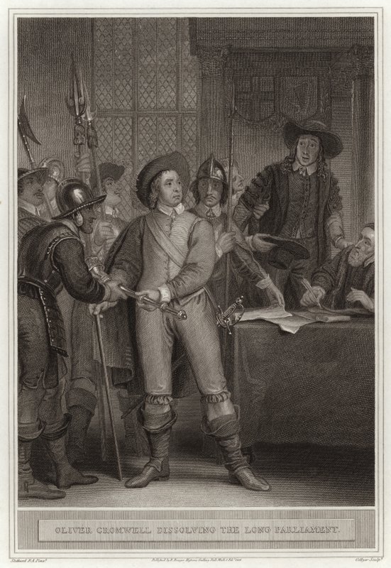 Oliver Cromwell dissolvant le Long Parlement - English School