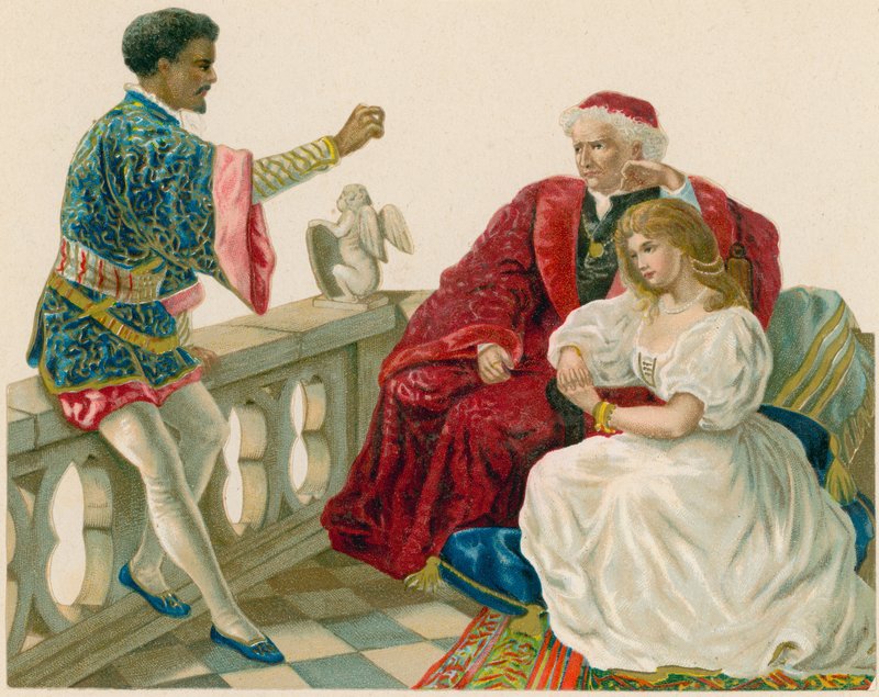 Othello parlant à Desdémone et à son père - English School