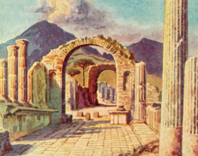 Pompéi, vue vers le Vésuve - English School