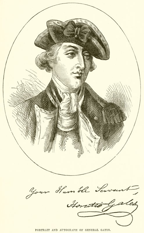 Portrait et autographe du général Gates - English School