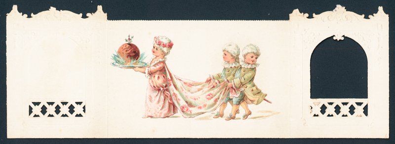 Présenter le pudding de Noël, Carte de Noël - English School