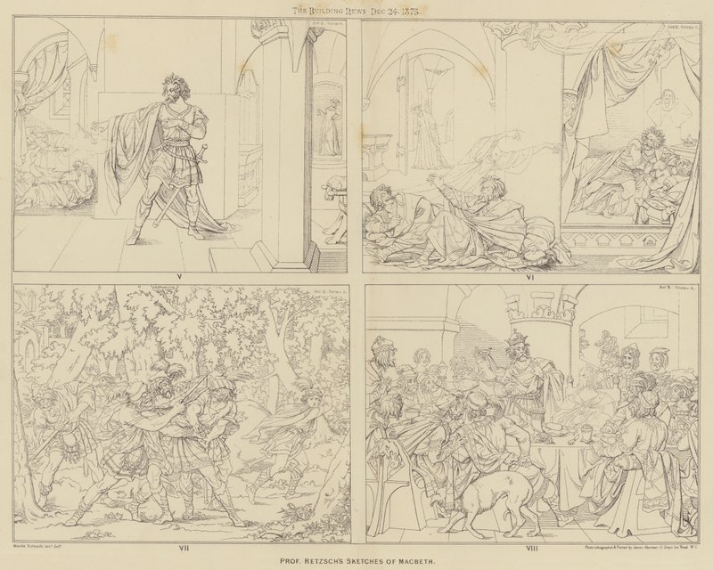 Esquisses du professeur Retzsch de Macbeth (gravure) - English School