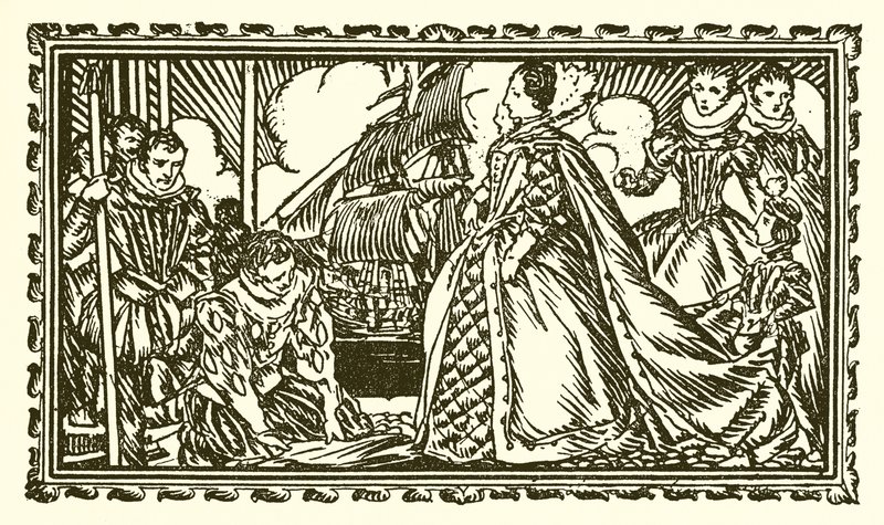 Reine Élisabeth I et Sir Walter Raleigh - English School