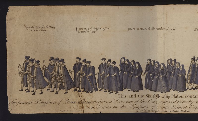 Procession funéraire de la reine Elizabeth I (colorée) - English School